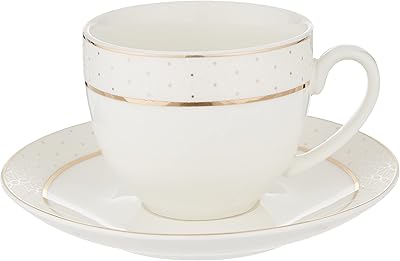 Ensemble de tasses et soucoupes shalo de bon china, blanc/or, 90 cc, ts-90-lin-c