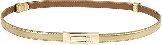 Ceinture fine réglable en cuir verni pour femmes avec boucle en alliage