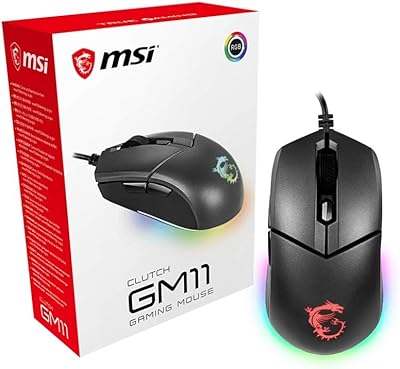 Souris de jeu msi clutch gm11, noire 6 boutons, 1 x molette usb