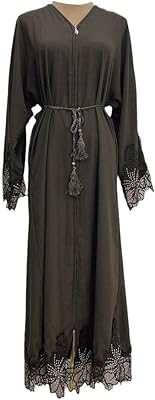 Abaya à fermeture éclair ouverte pour femmes musulmanes la mode avec ceinture