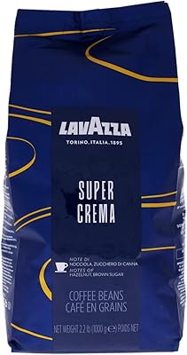 Café expresso en grains entiers lavazza super crema, sac de 2,2 lb, emballé