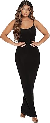 Robe longue moulante décontractée sans manches à col ouvert verdosa pour femmes