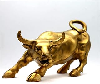 Lesdbai feng shui fortune statue laiton w street bull, sculpture de décoration