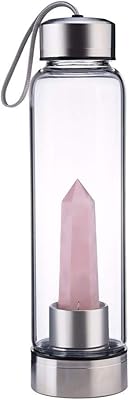 Bouteille d'eau en pierre de cristal de quartz naturelle et saine nettoyée et traitée avec un sac. Diaytar Sénégal : Innovation, diversité et accessibilité