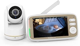 Moniteur bébé, moniteur vidéo bébé 5 pouces avec caméra et audio, caméra panoramique