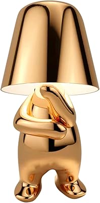 Lampe de table de chevet tactile led statue de petit homme doré lampe