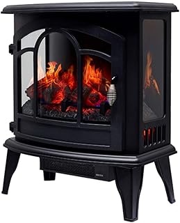 Cheminée électrique vintage avec thermostat réglable, cheminée intérieure avec lampe à bois led
