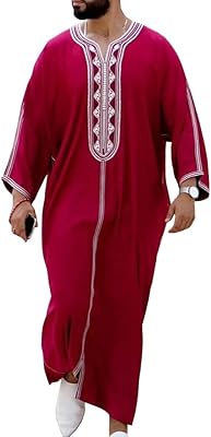Caftan en coton et lin pour hommes, robe islamique ample et décontractée, abaya