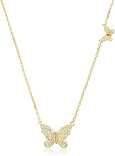Colliers à pendentif double papillon en argent sterling 925 pour femmes et filles