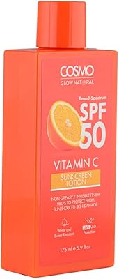 Cosmo glow natural orange vitamin c sunscreen lotion spf 50 pour unisexe, 65