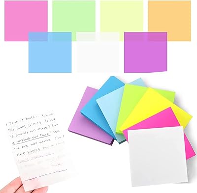 Notes autocollantes transparentes de 3" x 3", adaptées aux livres et aux rappels