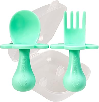 Outils d'auto-alimentation pour bébés et tout-petits de grapee - ensemble cuillère et fourchette
