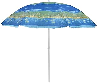 Parapluie de plage amovible ejaardenkart pour protection uv (bleu, 200 cm)