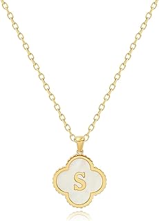 Collier trèfle porte-bonheur initial pour femme, plaqué or 18 carats, jolie lettre van