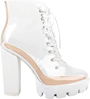 CHAUSSURES À TALONS HAUTS À LACETS EN TPU TRANSPARENT OLCHEE POUR FEMMES