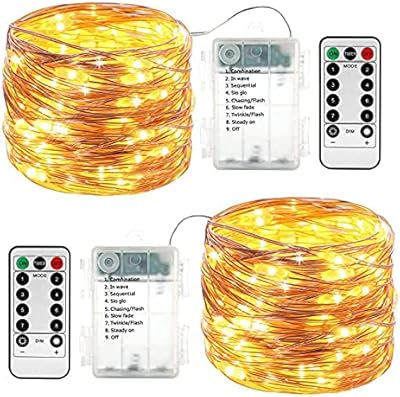 Guirlande lumineuse led à piles 33 pieds 100 en fil de cuivre