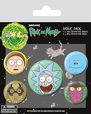 Ensemble de badges têtes de rick et morty de cartoon network, multicolore, 10