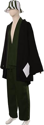 Fulujiacos anime urahara kisuke cosplay costume kimono uniforme avec chapeau hommes halloween cos