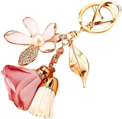 Porte-clés en forme de fleur pour femmes, pompon en strass, porte-monnaie, pendentif