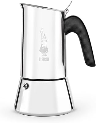 Machine à expresso bialetti venus, 6 tasses, acier inoxydable, compatible induction, argent