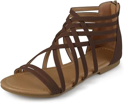 Sandales plates hani gladiator pour femmes avec design multi-sangles, largeur moyenne et large