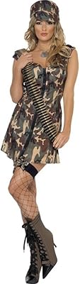 Déguisement smiffy's army girl pour femme adulte, robe et chapeau, soldats drôles, taille