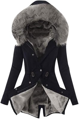 Manteau à capuche pour femme, manteau d'extérieur long et épais à manches longues