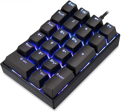 Clavier numérique motospeed, clavier mécanique numérique filaire usb 21 touches rétroéclairage bleu, interrupteur