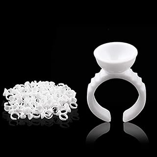 200 pièces anneaux de colle pour extensions de cils, gobelets jetables, porte-anneau