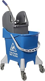 Seau à vadrouille moonlight avec roue et essoreuse - 25 litres, bleu