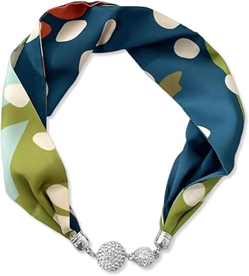 Collier foulard en soie pour femme, fermoir magnétique confortable avec petit bandana orné