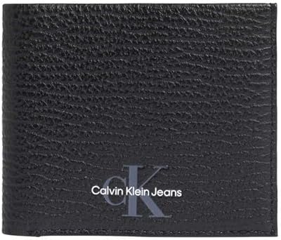 Portefeuille à deux volets avec logo texturé, noir, taille unique, noir