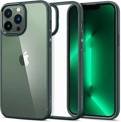 Coque spigen ultra hybrid conçue pour iphone 13 pro max - vert minuit