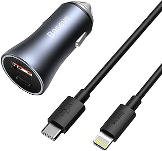 Chargeur de voiture double baseus golden contactor pro 40 w, adaptateur usb type-c