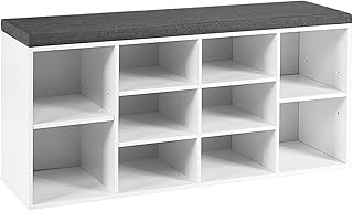 Banc de rangement de chaussures giantex avec coussin banc pour d'entrée étagères
