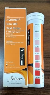 Bandelette de test de fer johnson, j-quant, 0 à 500 mg/l, 100 bandelettes/paquet