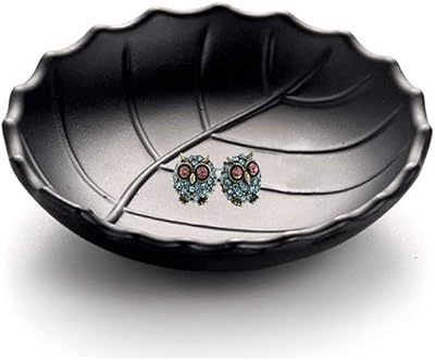 Plat à bijoux rond noir binoster, organisateur de clés de bijoux, entrée, décoration