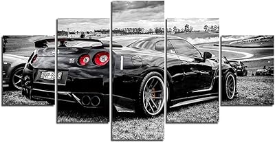 Affiche de voiture gtr 5 pièces sur toile, design de voiture de sport pour hommes, bureau, chambre à coucher, salon, cadeau pour garçons (sans cadre). Diaytar Sénégal : L'e-commerce qui vous ressemble