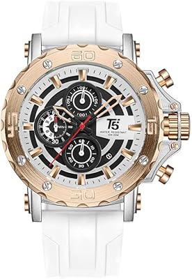 Montre montre chronographe pour homme avec bracelet en silicone, 22 mm, or rose