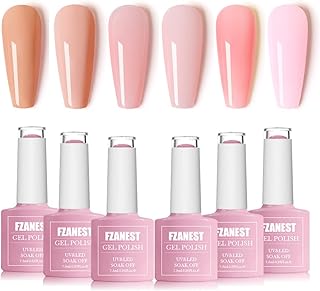 Ensemble de vernis à ongles gel fazanist, ensemble de 6 couleurs rose laiteux