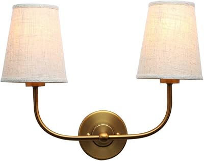 Applique double antique à 2 lampes primo vintage avec entonnoir évasé en lin beige. Votre supermarché en ligne au Sénégal, c'est Diaytar