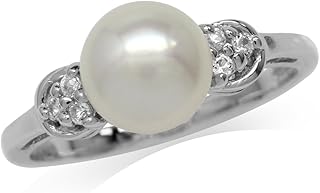 Bague en argent sterling 925 plaqué or blanc silverchic de 8 mm