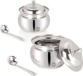 Ensemble de casseroles à ghee maro en acier inoxydable avec cuillère - finition