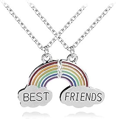 Ensemble de colliers best friends arc-en-ciel et nuage, adapté aux amis.