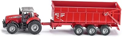 Seiko 1844, tracteur massey ferguson avec remorque, 1:87, métal/plastique, rouge, remorque basculante
