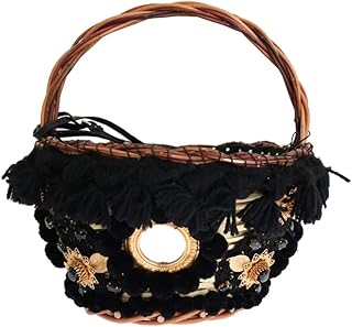 Sac agnes transparent à pompon serpent en paille dolce & gabbana, multicolore, xs