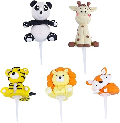 Swimis 5 pièces décorations de gâteau animaux de la jungle, tigre lion panda