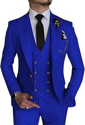 Costume deux pièces ajusté pour hommes, blazer et pantalon à double boutonnage, costume