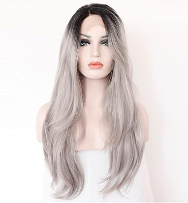 Perruque zenith lace front pour femme, perruque longue ondulée naturelle avec racines noires