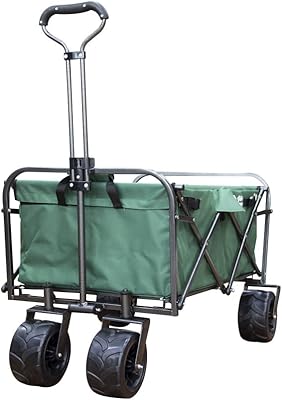 Chariot pliant extérieur durable berry 80kg (vert) | wagon de plage portable